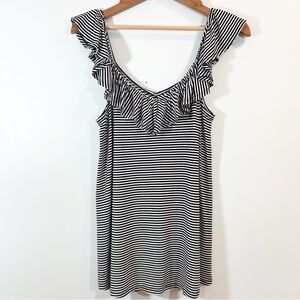Torrid | Ruffled Black and White Sleeveless Super Soft Knit Tank Top Size M/L